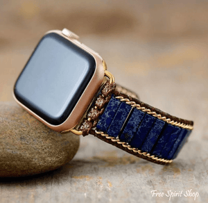 JEWELRY-WATCH BAND-Dark Blue Apple Watch Band, Trendy Beaded Watch Strap - Pleasant Beach Living