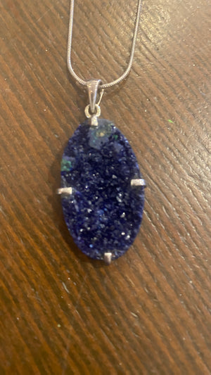 JEWELRY-Sterling Silver Pendant with Blue Stone