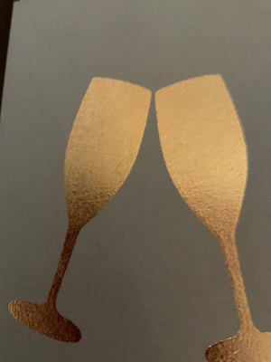 GREETING CARD- Grey Champagne Flutes Card - 4.25 x 5.5"" - Pleasant Beach Living