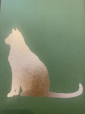 GREETING CARD- Green Cat Card - 4.25 x 5.5"" - Pleasant Beach Living