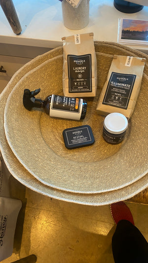Humble Suds Scour Cleaning Paste in a jar, natural tough cleaner for sinks, tubs, and surfaces with a white paste texture.