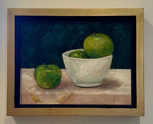 ART-Kathy Levine, Local Artist- Original Oil Painting-Still Life- "GREEN APPLES" - Pleasant Beach Living