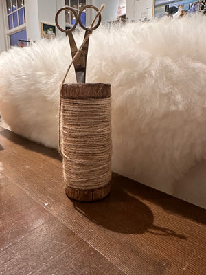 DECOR-TWINE-Found Wooden Spools with Jute and Scissors-Large - Pleasant Beach Living