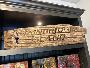 WOOD CARVING- Bainbridge Island Wood Piece by Local Artist Jeff Adams - Pleasant Beach Living