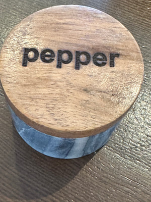 KITCHEN- Salt or Pepper Container with Wood Lid, 2 Styles