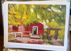 Sunlight Maple greeting card featuring dogwood painting by Kathy Levine, designed by Pleasant Beach Living.