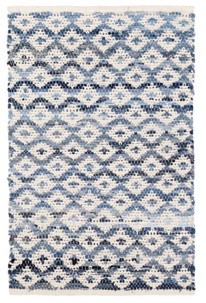 RUG- DASH AND ALBERT-Denim Rag Diamond Ivory Handwoven Cotton Rug (2x3) - Pleasant Beach Living