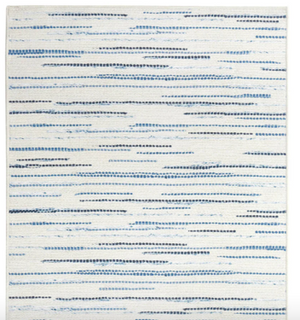 Blue Elwood washable rug by AnS featuring a dash and Albert pattern, measuring 2x3 feet, suitable for home decor.