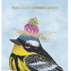 GREETING CARD- You are Appreciated Warbler Card  - 4.25 x 5.5"" - Pleasant Beach Living