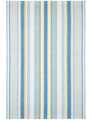 RUG-DASH AND ALBERT-Daphne Stripe French Blue Handwoven Cotton Rug (3x5) - Pleasant Beach Living