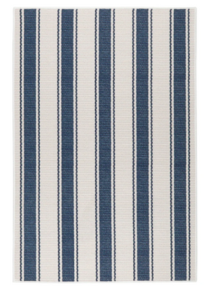 RUG- DASH AND ALBERT-Blue Awning Stripe Machine Washable Rug (3x5) - Pleasant Beach Living