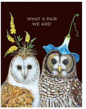 HnC greeting card featuring adorable owls with foil accents, perfect for celebrating best friends.