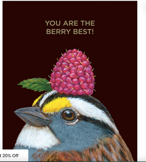 GREETING CARD- Berry Best Bird Card with foil - 4.25 x 5.5"" - Pleasant Beach Living