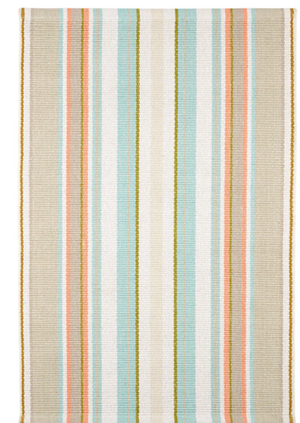 Handwoven Daphne Stripe Sky cotton rug by AnS, 2x3 feet, featuring a blue and white striped pattern for cozy home decor.