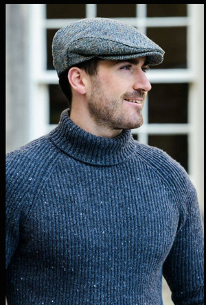 HATS-Trinity Tweed Flat Caps -Grey with Colored Flecks - Made in Ireland - Unisex - Pleasant Beach Living