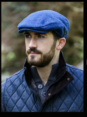 HATS-Trinity Tweed Flat Caps - Blue- Made in Ireland - Unisex - Pleasant Beach Living