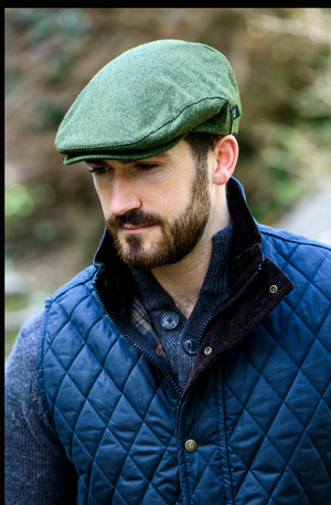 HATS-Trinity Tweed Flat Caps -Olive - Made in Ireland - Unisex - Pleasant Beach Living