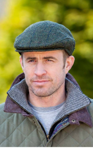 HATS-Trinity Tweed Flat Caps -Olive (No Lines) - Made in Ireland - Unisex - Pleasant Beach Living