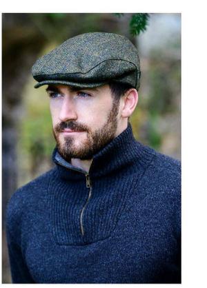 HATS-Trinity Tweed Flat Caps-Gray with Stripes - Made in Ireland - Unisex - Pleasant Beach Living