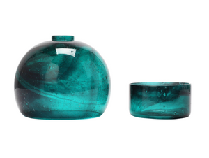 CANDLE HOLDER-Glass Tealight Holder/Vase w/ Cloche, Set of 2 - Pleasant Beach Living