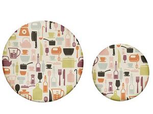Reusable CCOI beeswax food covers with fun printed designs for food storage, eco-friendly and reusable kitchen food covers.