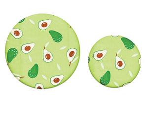 Reusable kitchen food covers with fun bee and print designs, made from beeswax for eco-friendly food storage by CCOI.