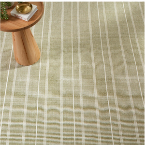Samson Sage indoor/outdoor rug by AnS, 3x5 feet, featuring a modern geometric pattern in green and neutral tones.
