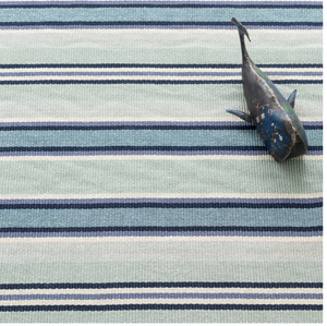 Handwoven Barbados Stripe cotton rug by AnS, featuring vibrant colors and a 2' x 3' rectangular design.