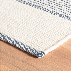 Handwoven navy cotton rug from AnS, 2x3 feet, featuring a stylish dash and Albert pattern for living room or bedroom decor.