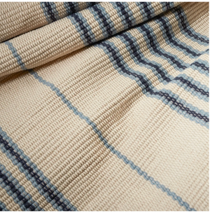 Handwoven Conway Blue cotton rug by AnS, 2x3 feet, featuring a classic dash and Albert pattern in vibrant blue tones.
