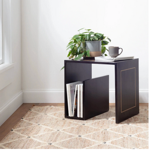 AnS Kali Natural machine washable rug in 2x3 feet with a modern dash and Albert pattern, displayed on a neutral floor.