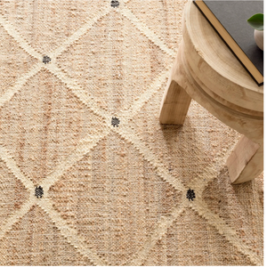 Natural Kali machine washable rug by AnS, 2x3 feet, featuring a stylish dash and Albert pattern, displayed on a neutral background.
