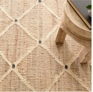 Natural Kali machine washable rug by AnS, 2x3 feet, featuring a stylish dash and Albert pattern, displayed on a neutral background.