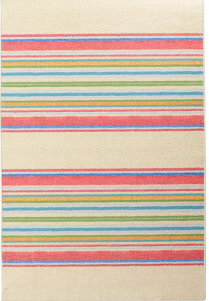 Multi-colored Cady Stripe washable rug by AnS, measuring 2x3 feet, featuring a vibrant stripe pattern perfect for modern decor.