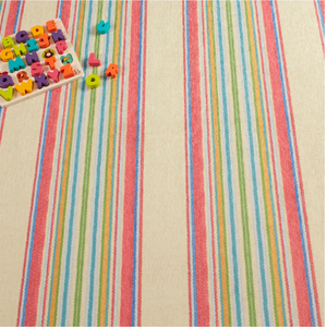 Machine washable Cady Stripe Multi rug by AnS, 2' x 3', featuring colorful striped pattern, ideal for living spaces or bedrooms.