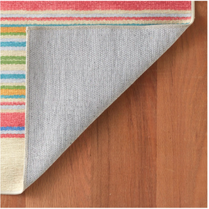 Machine washable Cady Stripe Multi rug by AnS, 2x3 feet, featuring colorful stripe pattern and soft woven texture.