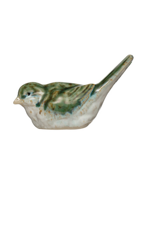 Stoneware bird figurines by CCOI, decorative statues in two styles, ideal for home decor or garden display.