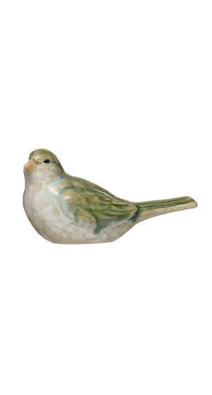 Stoneware bird figurine by CCOI, detailed decorative sculpture in two styles, suitable for home decor or collection.