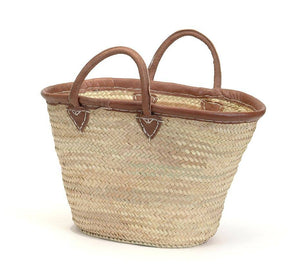 FRENCH - Classic Straw and Leather Market Bag - Pleasant Beach Living