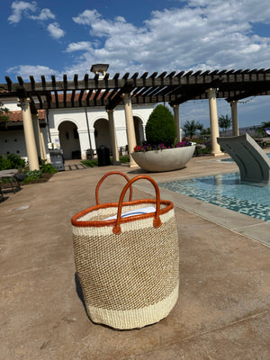 BAG/TOTE-Cloud Mifuko Kiondo Kenya Bag - Tan & White - Pleasant Beach Living
