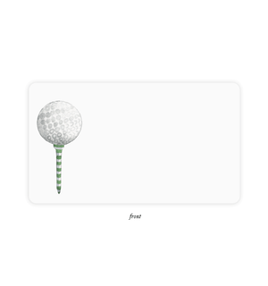 Set of 85 golf-themed notecards by E. Frances Paper, mini note cards in a boxed set featuring golf tee illustrations.