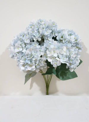 Artificial silk hydrangea flower with soft blooms, 18 inches tall, from Sweet Home Deco, featuring realistic, vibrant petals.