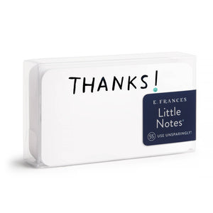 E. Frances Paper thank you note cards from Little Notes collection, featuring elegant handwritten-style thanks message and decorative design