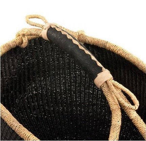 BASKET- TOTE- Large Ghana African Basket | Bolga Ghana Basket - Solid Black