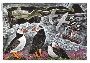 PUZZLE- Jigsaw Puzzle Angela Harding: Fair Isle Puffins by - Pleasant Beach Living