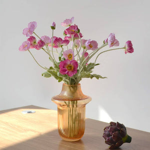 Colorful 22-inch silk poppy floral stem with flocked finish, decorative floral spray by Sweet Home Deco.