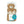 Brown teddy bear with cream accents, tied with a branded ribbon, labeled 