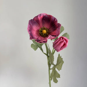 FLOWERS-20''T PU Soft Touch Faux Anemone Flower, Sinlge Stem Anemone - Pleasant Beach Living