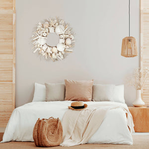 DECOR-WREATH-White Starfish & Sea Urchin Coastal Seashell Wreath - Pleasant Beach Living