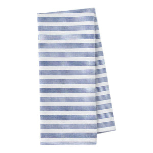Set of three RSVP International kitchen towels with colorful striped patterns, ideal for cooking and cleaning tasks.